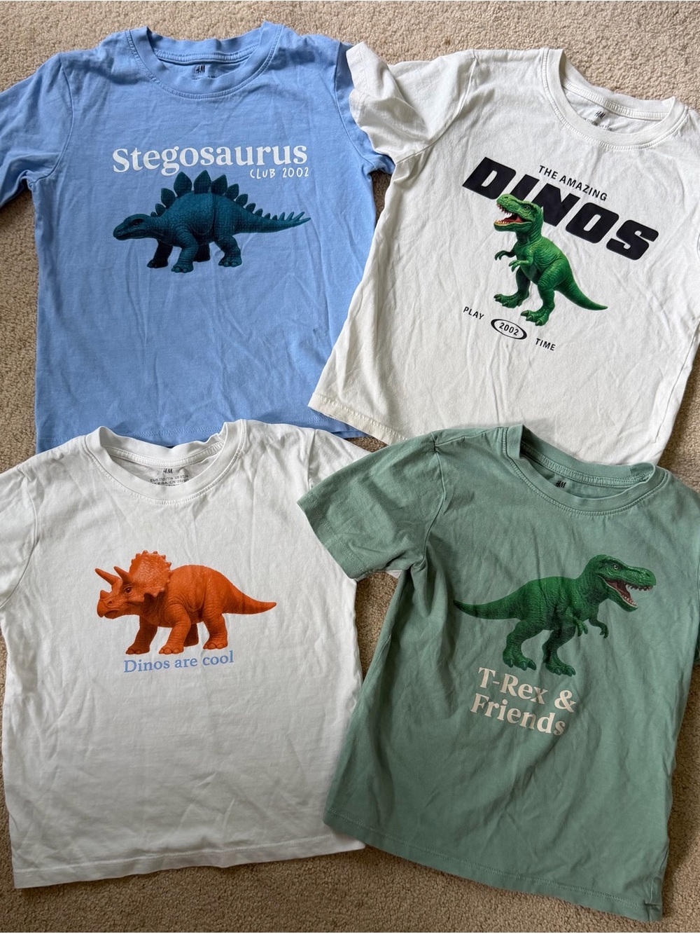 Set Lot of 4 Boys Kids Dinosaur Graphic Tees H&M
